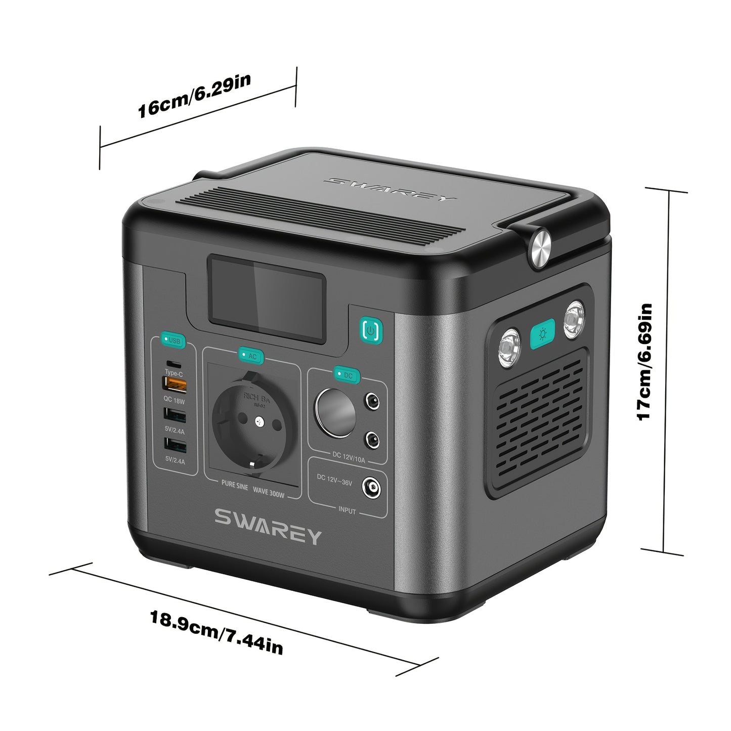 Swarey 300W Power Station with 100W Solar Panel, Power Bank with AC Outlet, 222 Wh Portabale External Battery Pack, PD 65W Fast Charging Laptop Charger Battery for Business Travel Camping Home Emergency Outage Laptop Camera