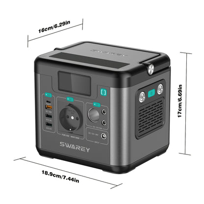 Swarey 300W Power Station with 100W Solar Panel, Power Bank with AC Outlet, 222 Wh Portabale External Battery Pack, PD 65W Fast Charging Laptop Charger Battery for Business Travel Camping Home Emergency Outage Laptop Camera