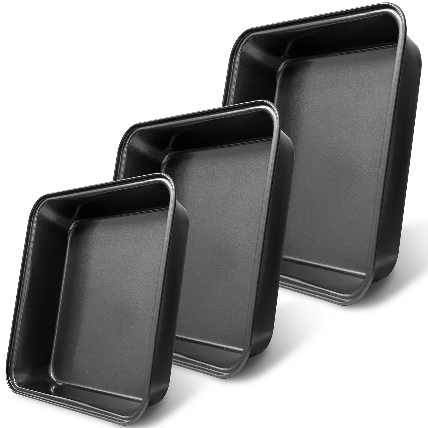 3pcs, Deep Square Baking Sheets, Baking Cake Pans Set, Non-Stick Cookie Sheets, Grilling Trays, Oven Accessories, Baking Tools, Kitchen Gadgets, Kitchen Accessories