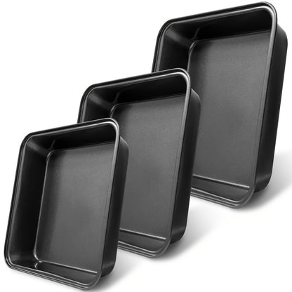 3pcs, Deep Square Baking Sheets, Baking Cake Pans Set, Non-Stick Cookie Sheets, Grilling Trays, Oven Accessories, Baking Tools, Kitchen Gadgets, Kitchen Accessories