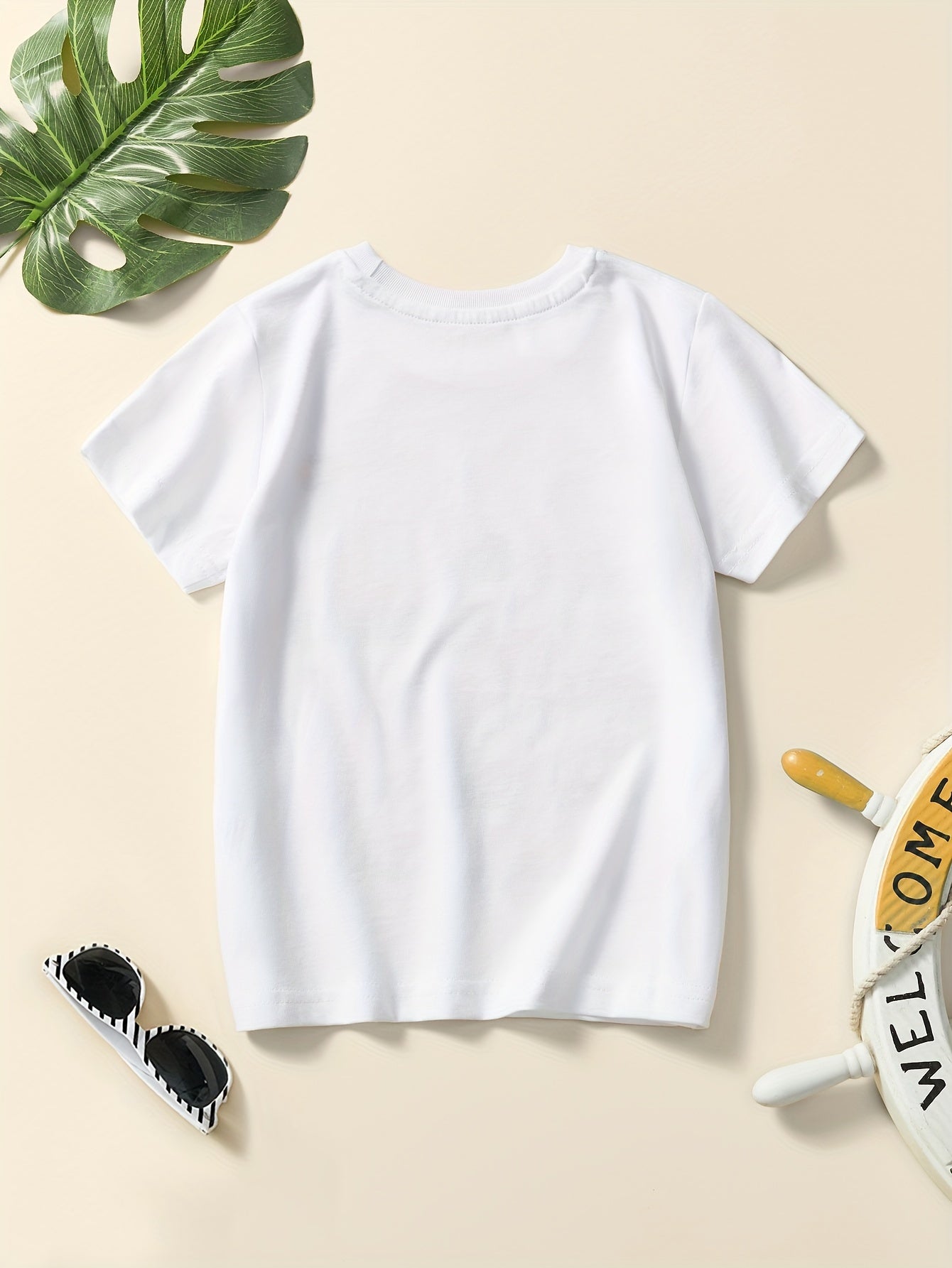 Boys' Cotton Short Sleeve T-Shirt with Cartoon Excavator Print, Breathable Summer Trend