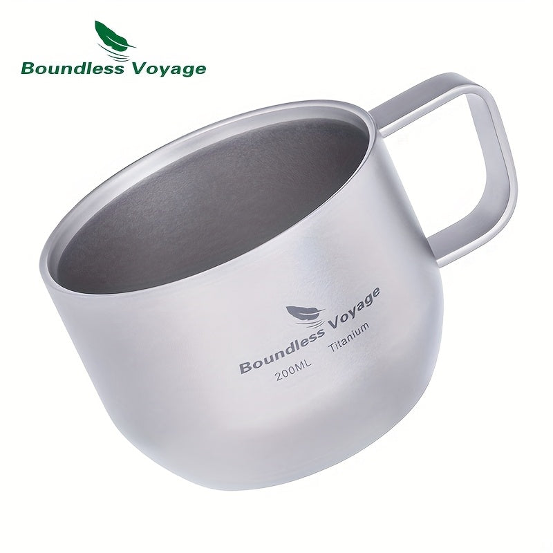 Boundless Voyage 200ml Titanium Double Wall Mug – Ultralight, Durable, Portable Coffee Cup with Handle for Travel, Camping & Outdoor Adventures, Travel Coffee Mug | Modern Minimalist Mug | Titanium Construction, Coffee Trav