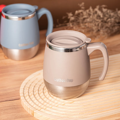 Caneca térmica em aço inoxidável de 500ml com tampa, parede dupla com isolamento a vácuo para bebidas quentes e frias, ideal para casa, atividades ao ar livre, campismo, aniversários, férias, Dia de Ação de Graças e Natal.