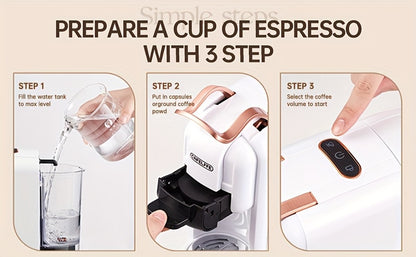 CAFELFFE Multifunctional Capsule Coffee Machine | Italian Espresso Machine | Hot and Cold Use | Quick Heating | Compatible with NES Capsules, DG Capsules, ESEpod | Automatic Coffee Maker for Home and Office | Great Gift for D