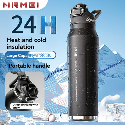 NRMEI Insulated Stainless Steel Water Bottle with Straw, Quick-Open Flip-Top Lid, BPA-Free 304 Stainless Steel & 316 Stainless Steel, Leak-Proof for Sports, Travel, School - Valentine'S Day, Easter, Women'S Day Gift