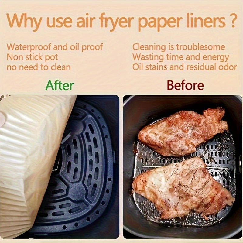 50/100pcs Non-Stick Air Fryer Disposable Baking Paper Pads - Oil-Proof, Waterproof & Waterproof, Ideal for Baking Fried Foods, Perfect for Easter, Mother'S Day & Father'S Day Gifts, Air Fryer Accessories