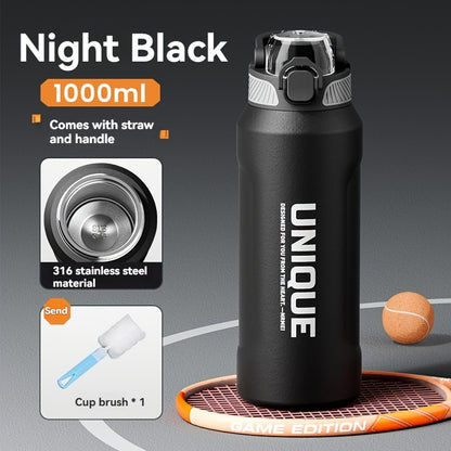 32oz Stainless Steel Pop-Up Water Bottle nRMEi - 316 Stainless steel, BPA-Free, 4-season hot/cold water retention, large capacity for outdoor activities, travel, daily use, insulated water bottle, Sleek M