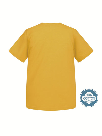 T-shirt infantil de cor sólida, blusa casual de manga curta, t-shirt infantil para o verão.