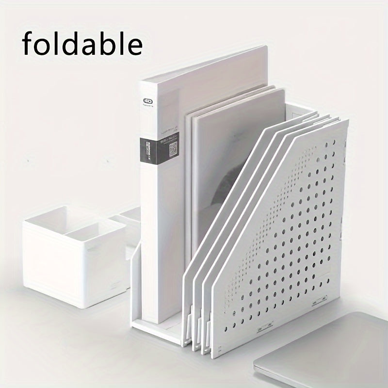 Retractable 4-Compartment Bookshelf File Storage Box: Desk Necessities & Data File Organizer for Office Furniture, School Learning & Decoration Storage Stationery