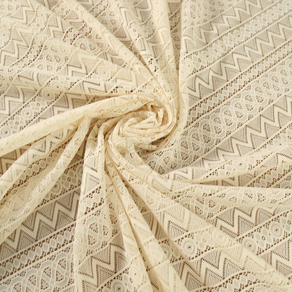 1pc Beige Crochet Hollow Tablecloth, Boho Household Stain Resistant Waterproof Oil-proof, Washable Table Cover, Suitable For Picnics, Camping, Weddings, Birthday Parties, Restaurants, And Buffets, Tabletop Protection, Home Ki