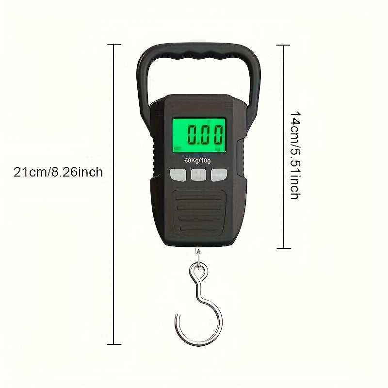 CYCG Heavy-Duty Digital Hanging Scale 132lb/60kg with Large Handle &amp; Backlit LCD Display, /Plastic Construction, 0.01lb/0.01kg Precision, Large Capacity Weight Scale for Luggage, Fishing, Postal, Laboratory, Gym, Construction