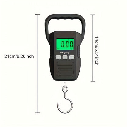 CYCG Heavy-Duty Digital Hanging Scale 132lb/60kg with Large Handle &amp; Backlit LCD Display, /Plastic Construction, 0.01lb/0.01kg Precision, Large Capacity Weight Scale for Luggage, Fishing, Postal, Laboratory, Gym, Construction