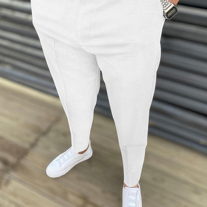 Classic Design Dress Pants, Men's Formal Solid Color Slightly Stretch Elegant Dress Pants For Spring Summer Business Banquet Dinner, Old Money Style