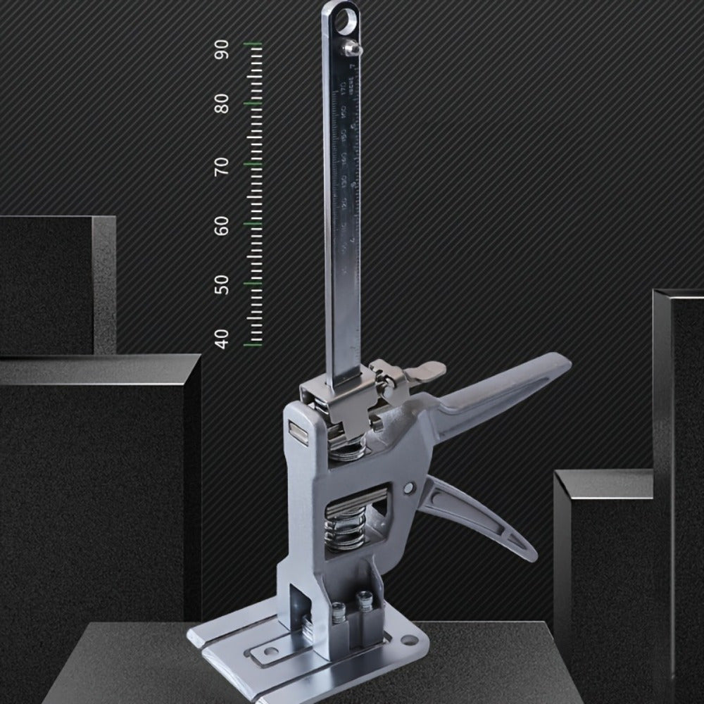 1pc Heavy-Duty Stainless Steel Manual Height Lifter with 30.48cm Adjustable Arm & Effort-Saving Mechanism - 199.58KG Load Capacity, Sturdy Base & Locking System for Walls, Cabinets, Windows, Doors, Furniture - Ideal for Const