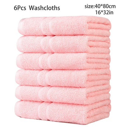 DIJOA 6-Pack Pure Cotton Towel Set, Face Wash Towels Hand Towels Bathroom Towels Lightweight Quick-Dry 40cm X 80cm 400GSM, Holiday Gift Sports Outdoor Beauty Towels Japanese Korean European Style
