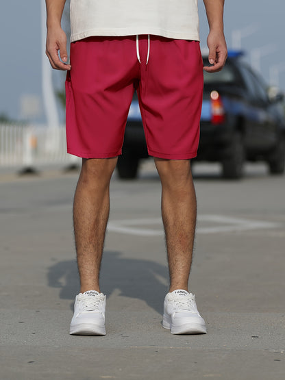Casual Slightly Stretch Graphic Drawstring Shorts, Men's Clothes For Summer