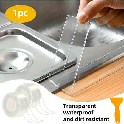Clear Kitchen & Bathroom Sealant Tape - Self-Adhesive Gap Filler for Countertops, Stovetops, Sinks - Multi-Surface Transparent Seal Strip, Length 196.85 Inch Width 3.8cm, PVC Material, Ideal for Tile Surfaces, Kitchen Sealing