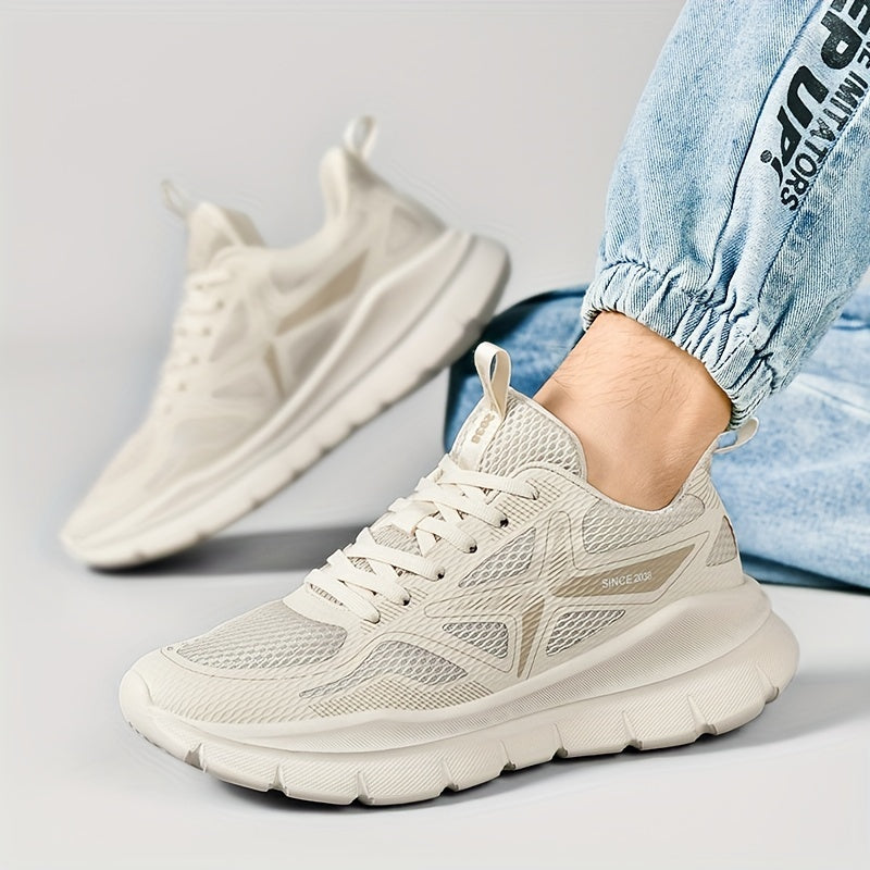 Men's Fashionable Casual All-Match Sports Shoes, Comfortable Trendy Running Sneakers with Cross Training Features, Outdoor Trail Running Shoes, Lace-Up Low-Top Design, Fabric Upper and Lining, MD Sole