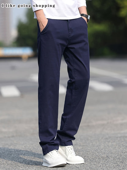 2pcs Men's Stretch Chino Pants - Straight-Leg Business Casual Trousers with Elastic Waistband, All-Season Formal &amp; Everyday Pants for Office, Meetings, and Casual Attire, Modern Pants, Comfortable Fit, Versatile