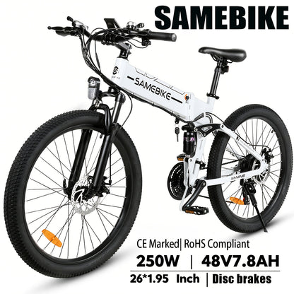 SAMEBIKE Folding Electric Bike | 26x1.95-inch Wear-resistant Tires | 48V 7.8AH Removable Battery | 250W Motor | Disc Brakes | LCD Smart Meter | 80-90km Range, Mountain Bike, Hill Miles E Bike, Folding E Bike, Electric Bike fo