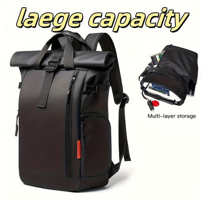 Stylish Business Backpack with Rolling Design, Men's Outdoor Commuter Bag, Casual Daypack Suitable for Outings and Leisure Travel, 15.6-inch Laptop Sleeve