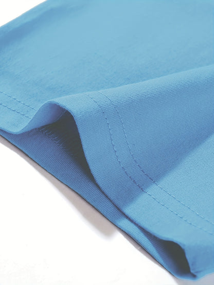 T-shirt infantil de cor sólida, blusa casual de manga curta, t-shirt infantil para o verão.