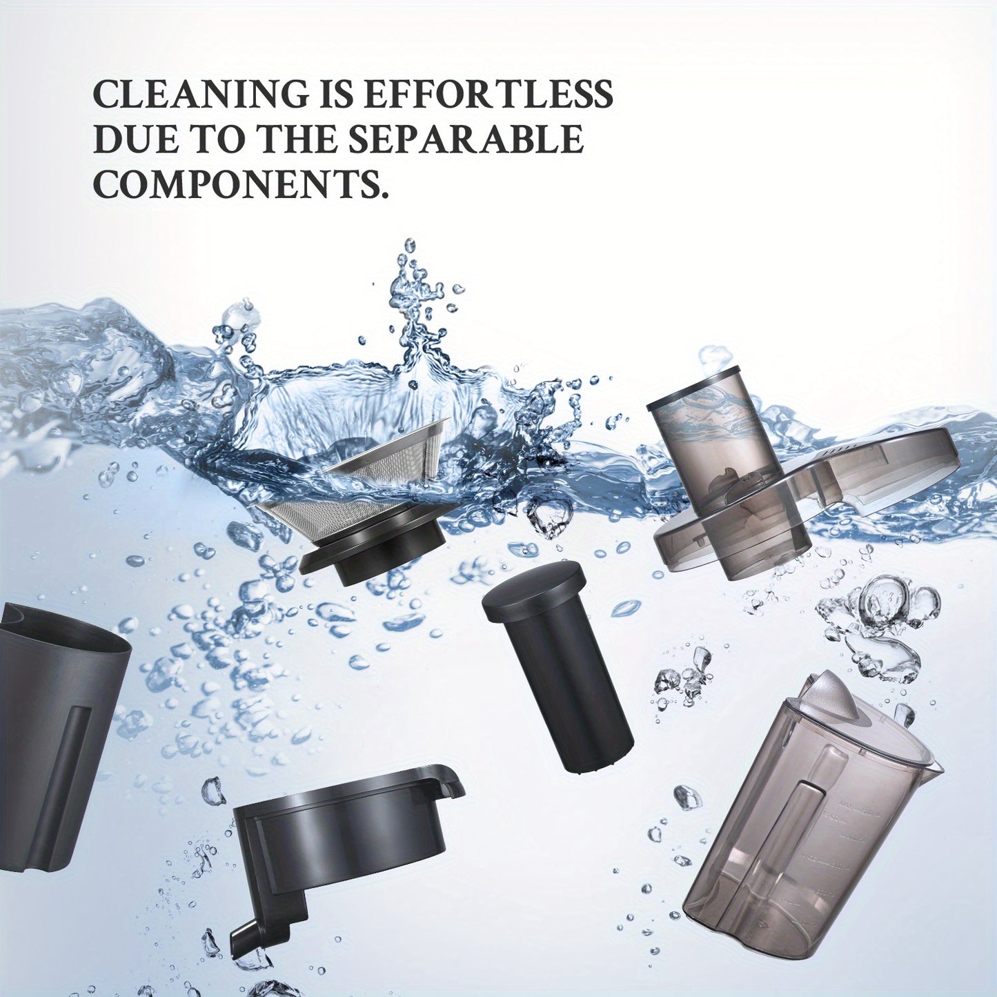 Extrator de sumo de 800 W para frutas e legumes integrais, preparação rápida de sumos, fácil de limpar, tubo de alimentação largo de 75 mm, duas velocidades e pés antiderrapantes.