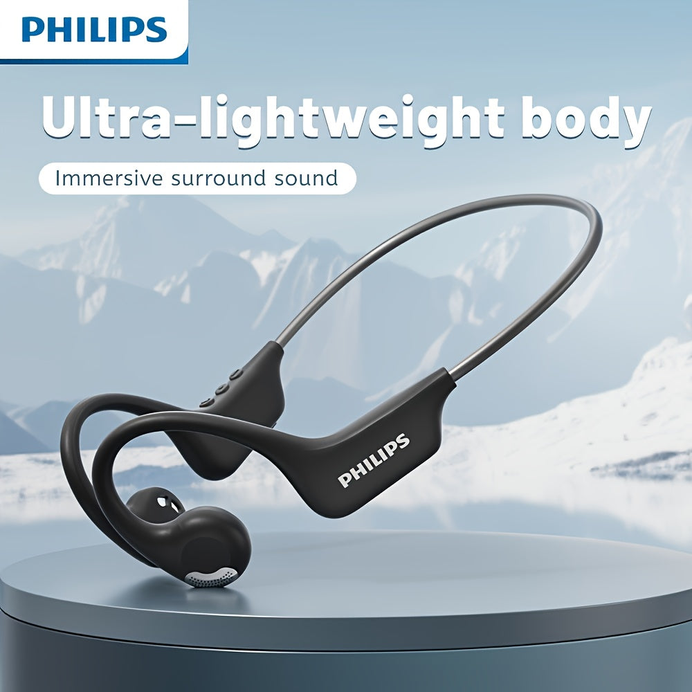 For Philips BT5.3 Wireless Headphones - Sporty Open-Back Design with Built-in Microphones, Neck Strap, Stereo Sound, USB-C Charging, Lightweight & Durable for Running, Gym, Workouts - Model TAA1708, Workout Headphones, Gym Ea