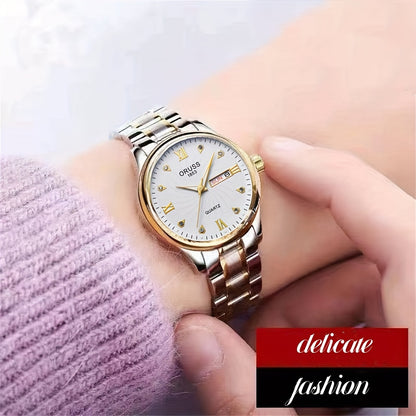 Luxury Rhinestone Decor Quartz Watch Waterproof Calendar Luminous Analog Wristwatch For Daily Life Business Travel Vacation Date Watch