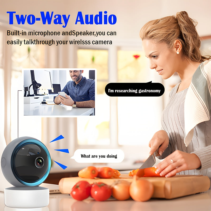 Smart 1080P HD Monitor, FHD WiFi Security Camera with 360°/90° Pan-Tilt, 2.4G WiFi Full-Body Surveillance Camera, Night Vision, Two-Way Audio, Motion Recording, Remote Viewing, Suitable for Home Safety Monitoring of Childre