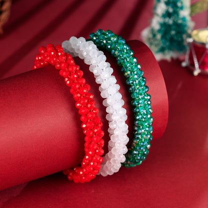 Esbbela 3pcs Bracelet Set Holiday Gift Beaded Artificial Crystal Stackable Strap Set with Elasticity Suitable for Women Men 16.51-20.32cm Daily Vacation
