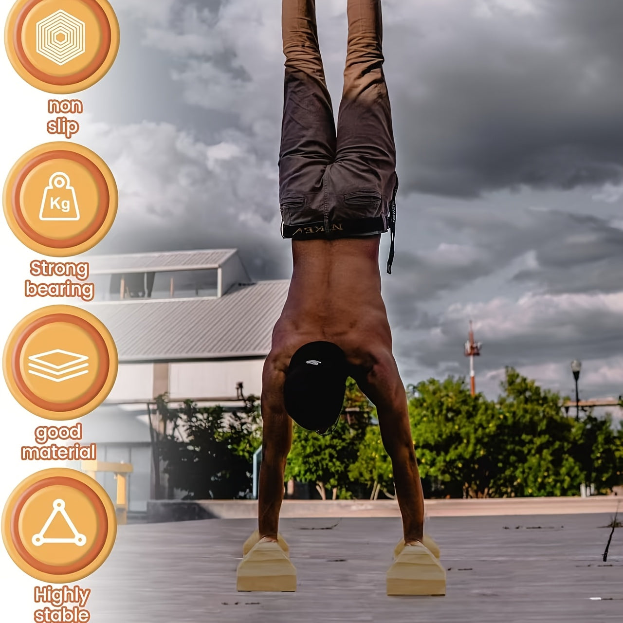 Push-ups, solid wood stands, single parallel bars, wooden push-ups, handstands, exercises, fitness,suitable for home, outdoor fitness, push-up trainers