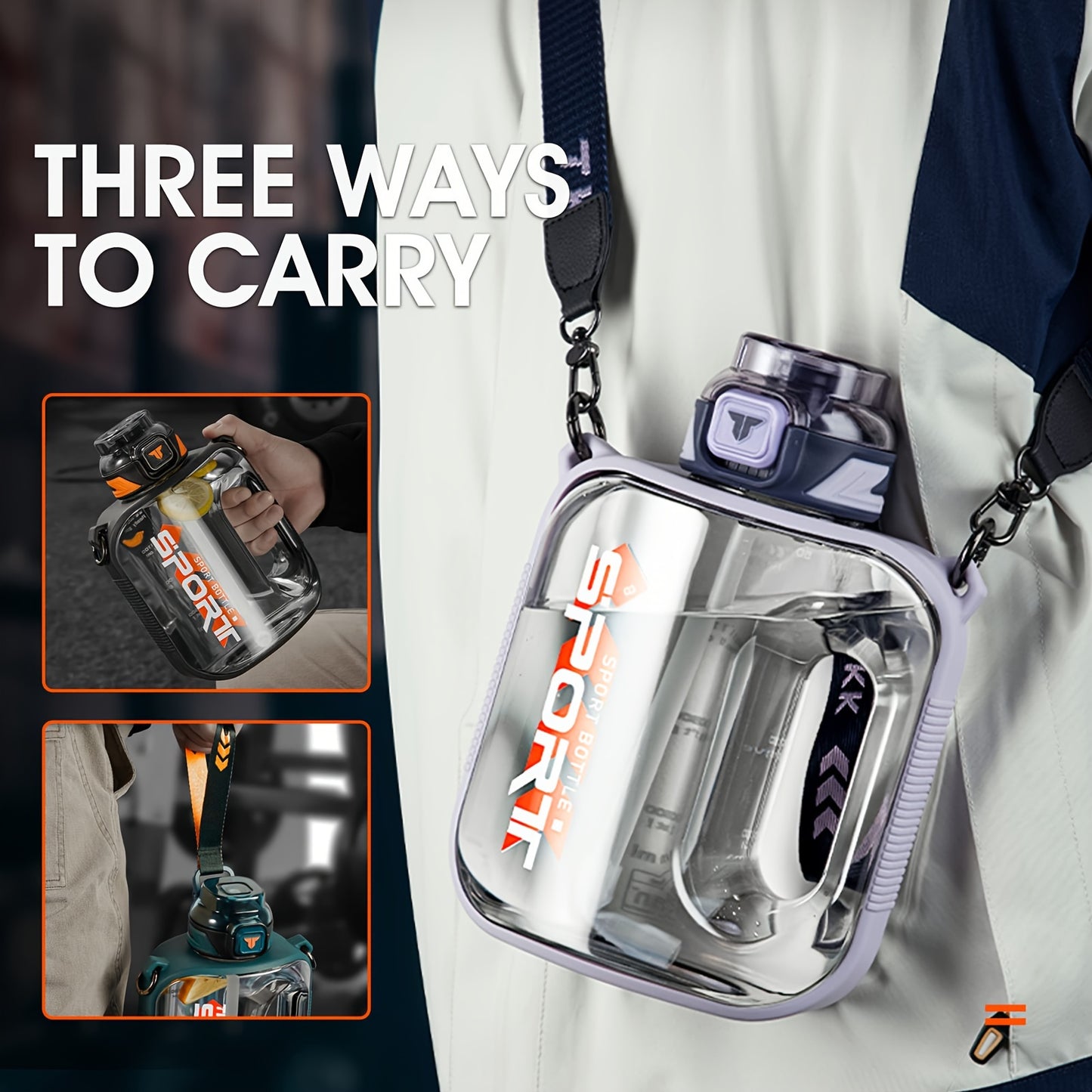 1pc TKK Leakproof Sports Water Bottle Jug with Handle &amp; Straw - Wide Mouth, BPA-Free, for Gym, Travel, Camping, Yoga - Available in 1000ml/1600ml/2100ml (33.81oz/54.1oz/71.01oz) - Ideal Gift for Athletes, Hikers, Outdoor Enth