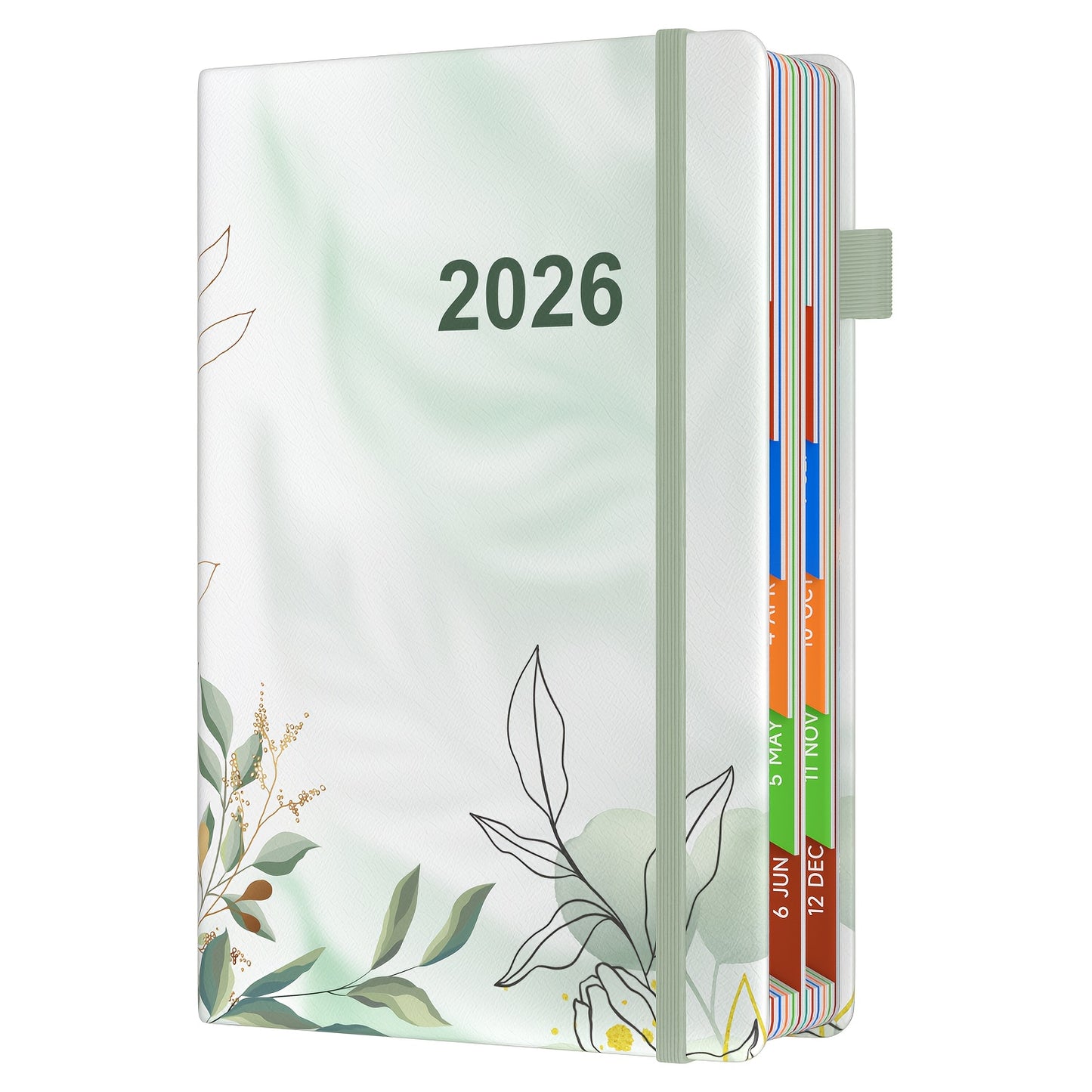 1pc Dzhzal Elegant Floral - Planner with Monthly View, Daily Organizer, Banded Elastic Closure, Pen Loop, Inner Pocket - Compact A5 Notebook (14.48x21.08cm) for Professionals, Students, Personal & Office Use - Perfect Gift Id