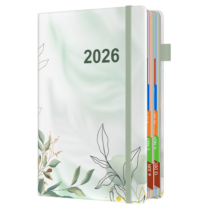 1pc Dzhzal Elegant Floral - Planner with Monthly View, Daily Organizer, Banded Elastic Closure, Pen Loop, Inner Pocket - Compact A5 Notebook (14.48x21.08cm) for Professionals, Students, Personal & Office Use - Perfect Gift Id
