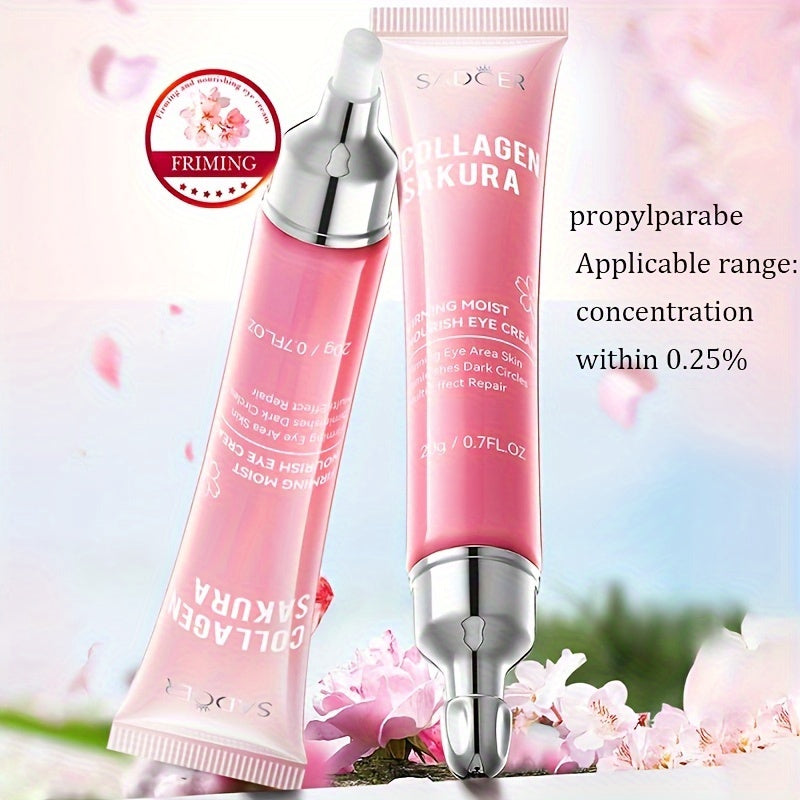 [Top-Rated] Sakura Collagen Eye Cream - 20g, Hydrating & Firming, Reduces Dark Circles & Wrinkles, for All Skin Types, Hypoallergenic with Hyaluronic Acid, Caffeine & Ceramides, Moisturizing & Anti-Aging,, Suitable for Sensit