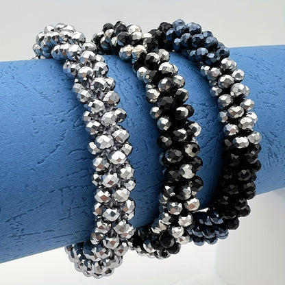 Esbbela 3pcs Bracelet Set Holiday Gift Beaded Artificial Crystal Stackable Strap Set with Elasticity Suitable for Women Men 16.51-20.32cm Daily Vacation