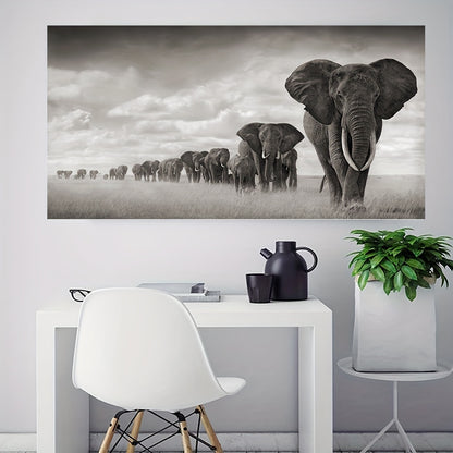 1pc Stunning Wild Animal Mural Wall Art - A Herd of Elephants for Bedroom and Living Room Decor