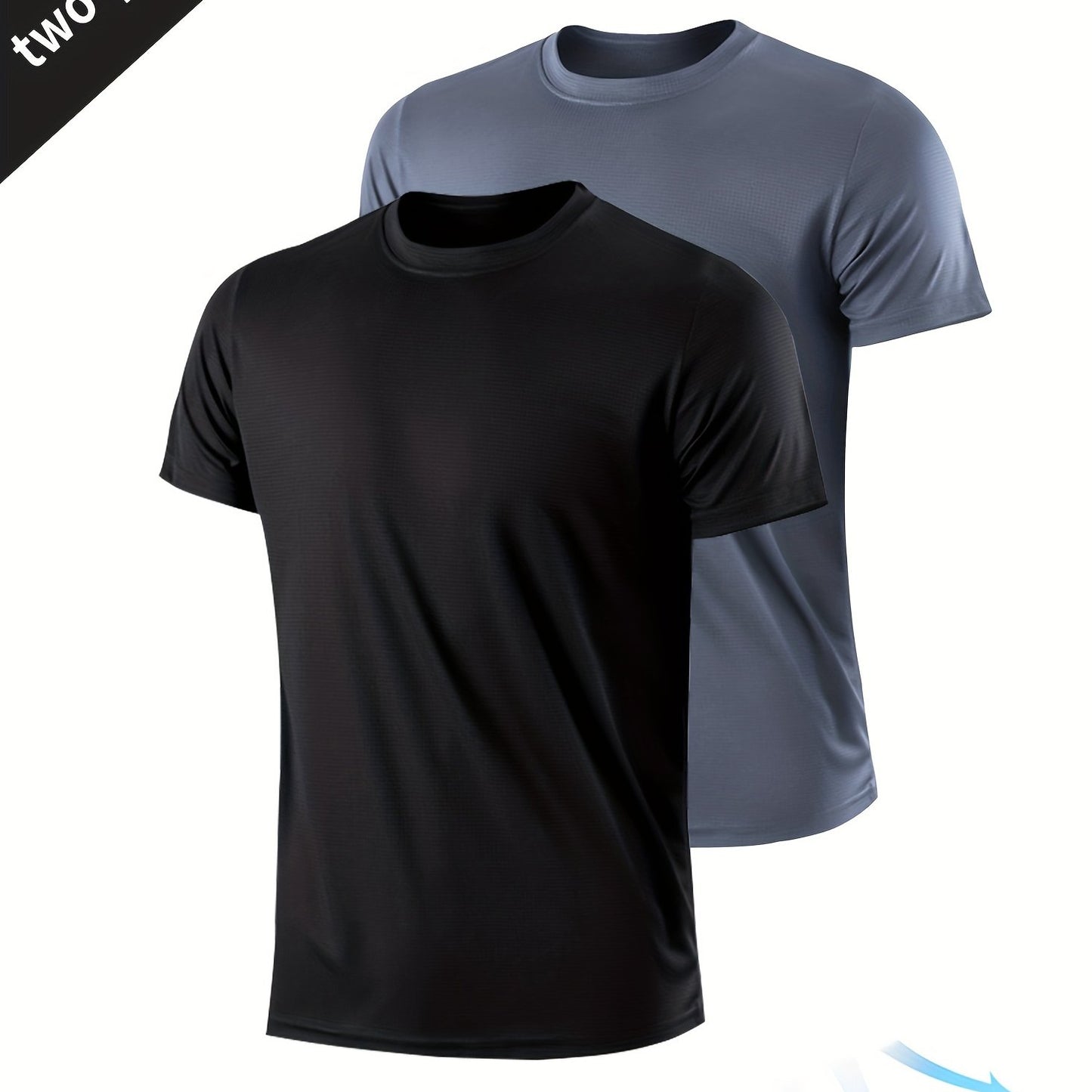 2pcs Quick-drying Compression T-shirt for Men - Lightweight and Breathable Sports Shirt for Outdoor Gym, Running, and Fitness