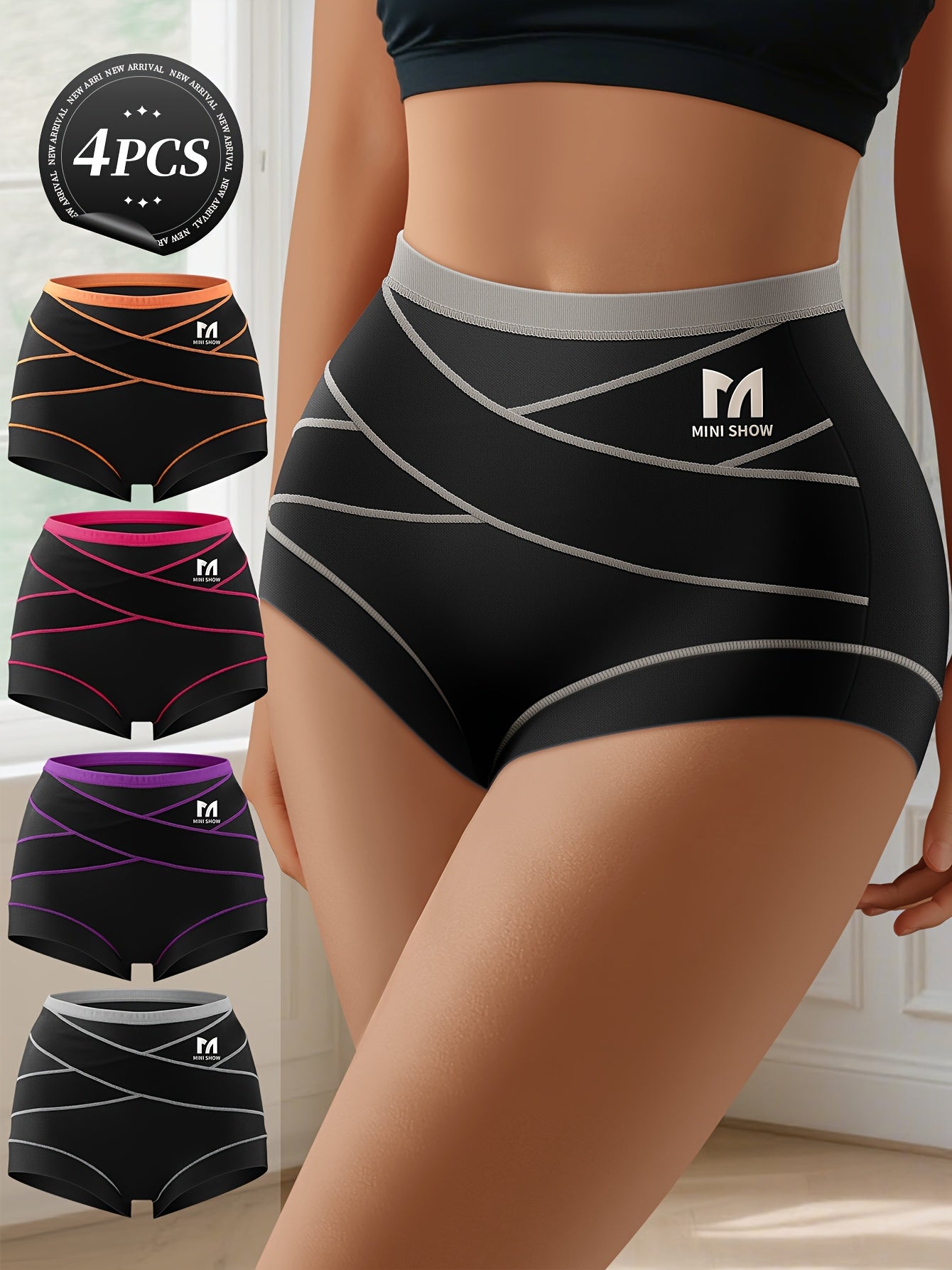 4-Pack High-Waisted Triangle Panties for Women, New Style