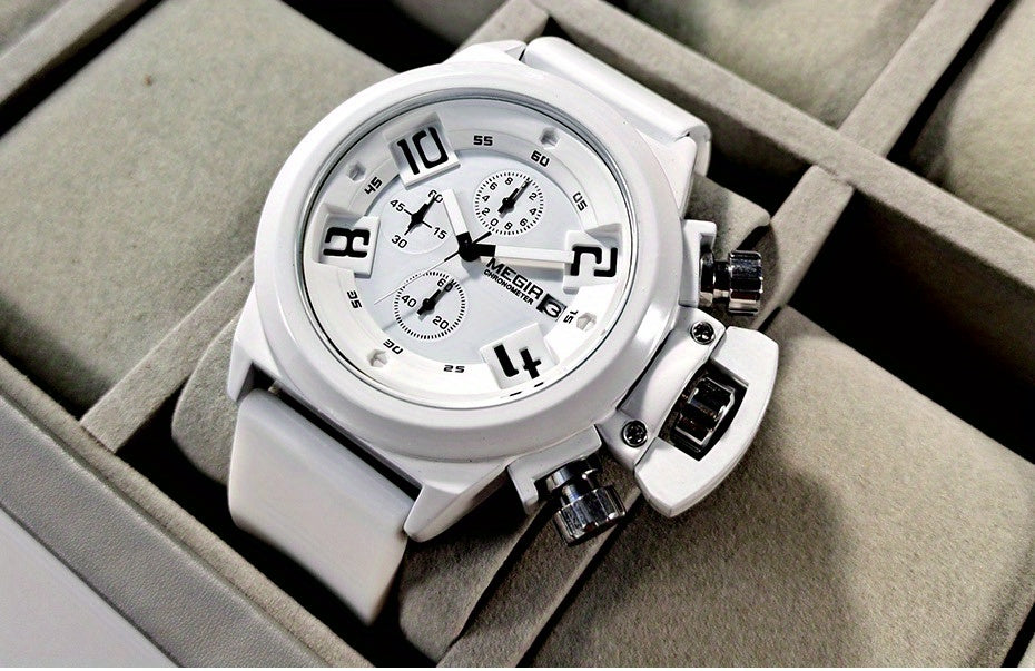 MEGIR Multifunction Men's Watch, Sports Silicone Strap Waterproof Calendar Quartz Watch 2002, Ideal Choice For Gifts