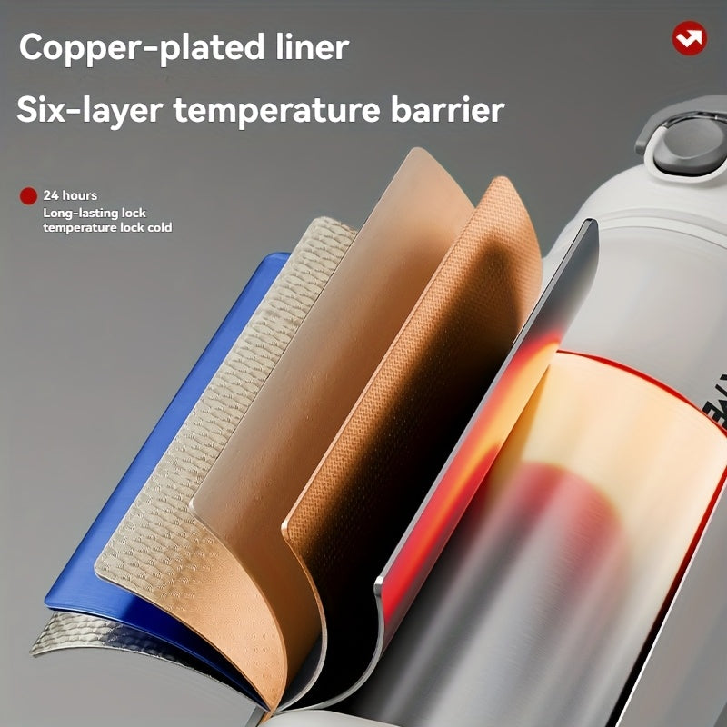 NIRMEI 316 Stainless Steel Insulated Sports Water Bottle with Straw - Leak-Proof, Dual-Use for Hot & Cold Beverages, Car Cup Holder Design, Matte Finish, Portable & Durable for Outdoor Activities, Festive Gift for Valentine'S