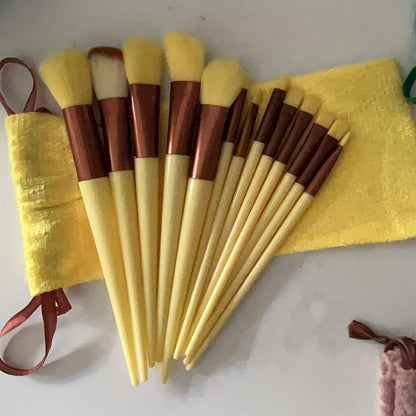 Luxurious 13pcs Makeup Brush Set With Soft Synthetic Bristles - Includes Travel Pouch, Fragrance-Free For All Skin Types