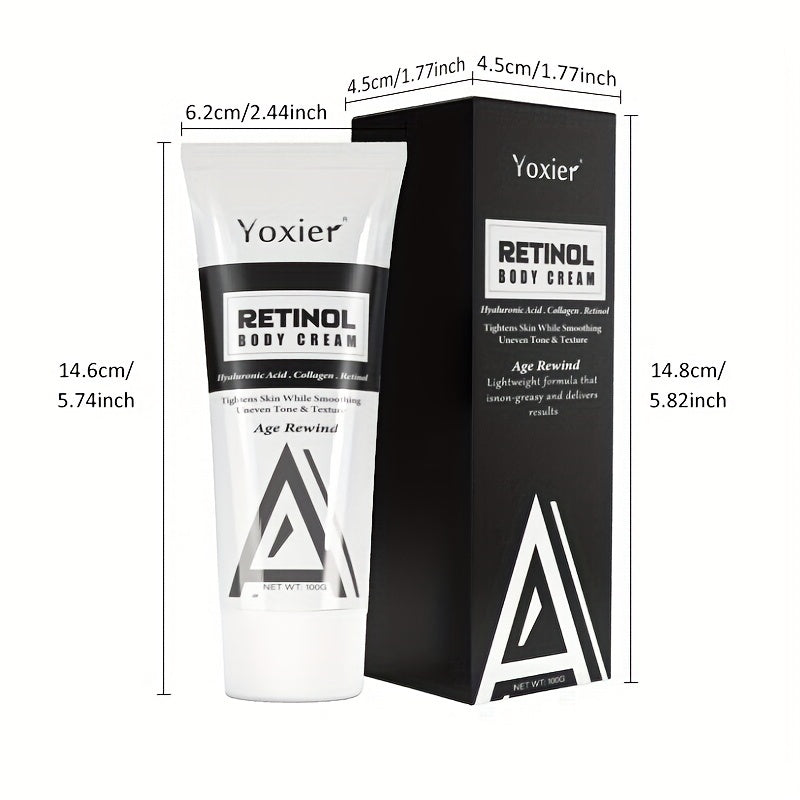 Yoxier Retinol Body Cream 100g - Hydrating & Firming with Collagen, Vitamin E & Hyaluronic Acid for All Skin Types