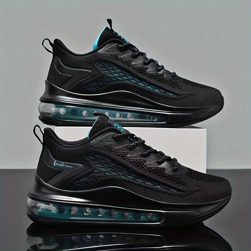 Men's Breathable Knit Sneakers with Full Cushioning & Air-Sole Technology - Slip-Resistant Rubber Outsole, All-Season Comfort for Sports & Casual Wear - Extended Sizes Available, Comfy Shoes, Comfortable Footwear, Modern Foot