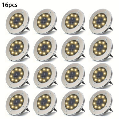 4/8/12/16pcs Solar Buried Light, IP65 Outdoor Landscape Lights, Solar Disc Lights, Garden Pathway Lighting, Solar Floor Lamps, 8pcs LED Solar Ground Lights for Roads, Courtyards, Walkways, Patios, Lawns