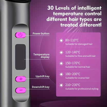 Hair Straightening Brush with LCD Display for Straightening and Curling, Lazy Curling Iron Hair Straightener, Negative Ion Non-Injurious Hair, Anti-scald, Fast Styling Hot Brush, Women'S Gift, Birthday Gift, Holiday Gift, Fas