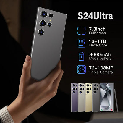 2025 NEW Original Unlocked Dual Card 5G Smart Phone HD 5G Cellphone Android 14 S24 Ultra 16GB + 1TGB Smartphone