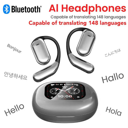 New LCD Ows AI Earphone Online Instant Voice Translation Headphone AI translator earbuds real time 144 language earphone