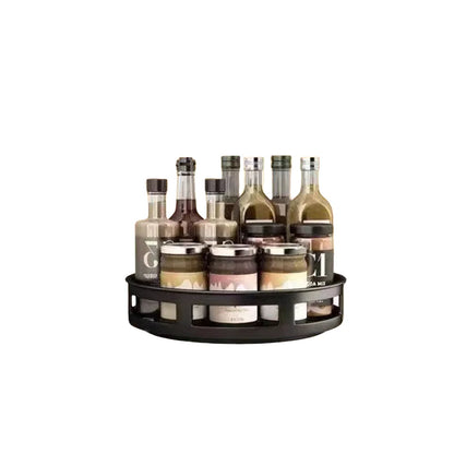 2/3 Tiers Carbon Steel Kitchen Revolving Tray Organizer 360° Rotating Turntable Spice Rack Multifunctional Home Storage Cabinet
